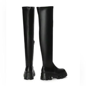 Fashion black knee high boots